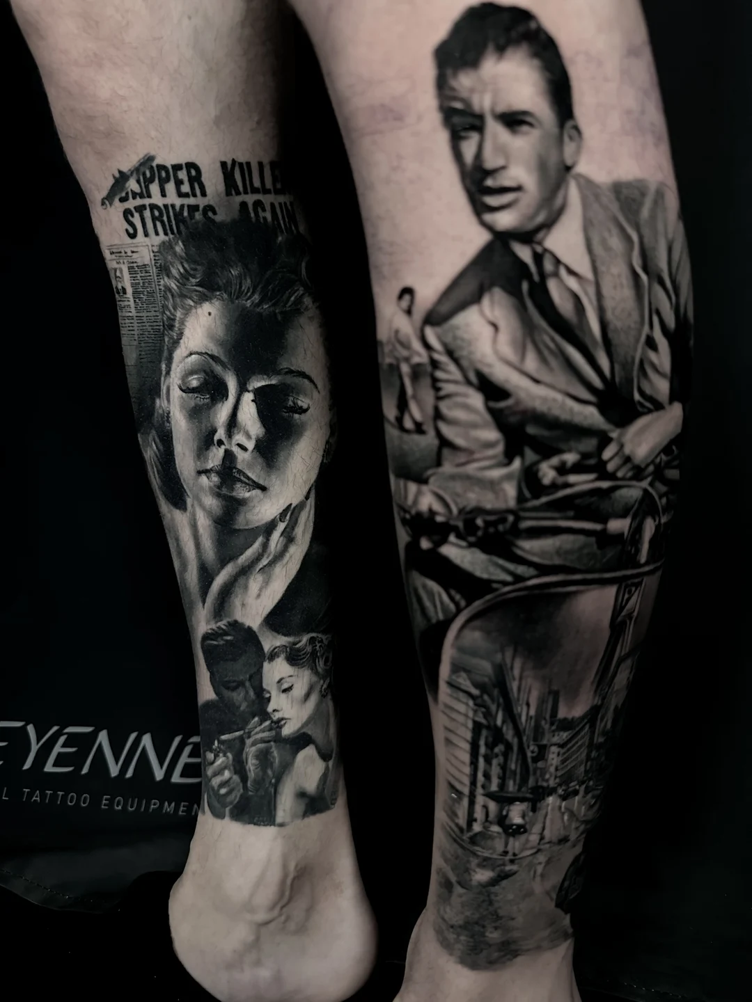 Black and grey portrait realism tattoo
