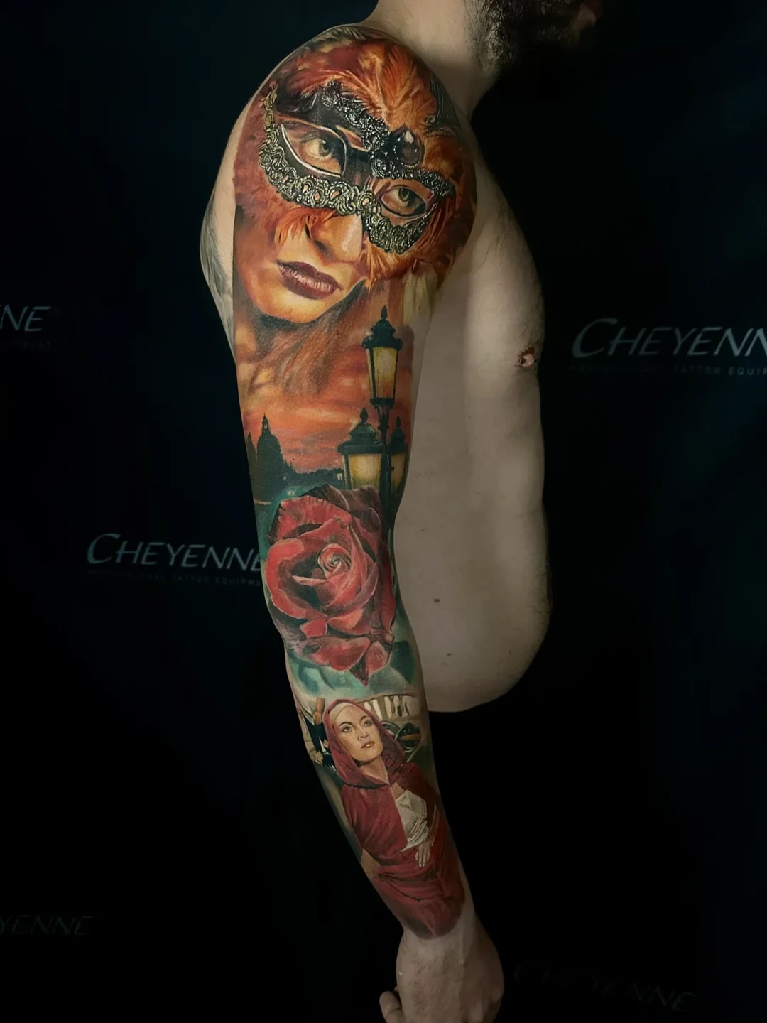 Full color realism sleeve tattoo